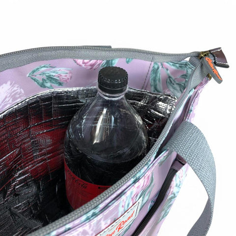 Cotton Road Cooler: PURPLE Large PVC Bag with PROTEAS