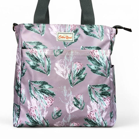 Cotton Road Cooler: PURPLE Large PVC Bag with PROTEAS