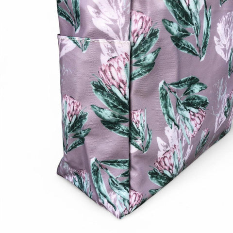 Cotton Road Cooler: PURPLE Large PVC Bag with PROTEAS