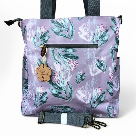 Cotton Road Cooler: PURPLE Large PVC Bag with PROTEAS