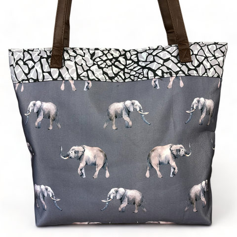 Cotton Road GREY Canvas Tote Shopper Bag with ELEPHANT