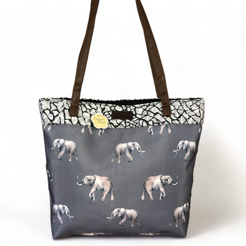 Cotton Road GREY Canvas Tote Shopper Bag with ELEPHANT
