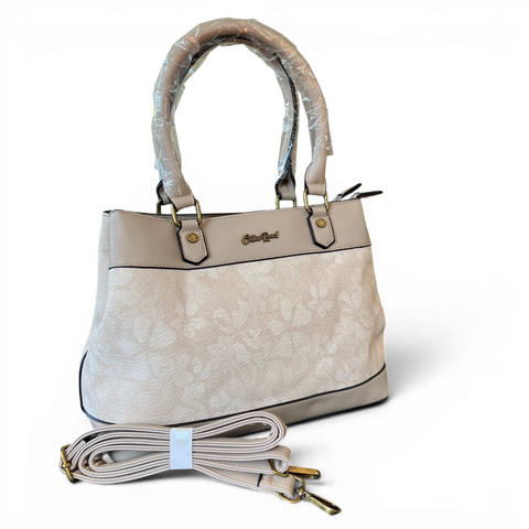 Cotton Road Handbag: BEIGE FLORAL PU Leather for stylish women