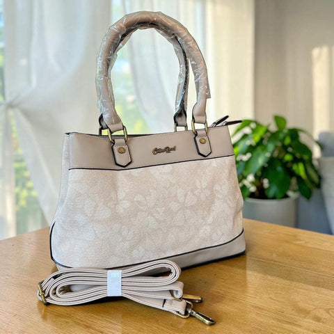 Cotton Road Handbag: BEIGE FLORAL PU Leather for stylish women
