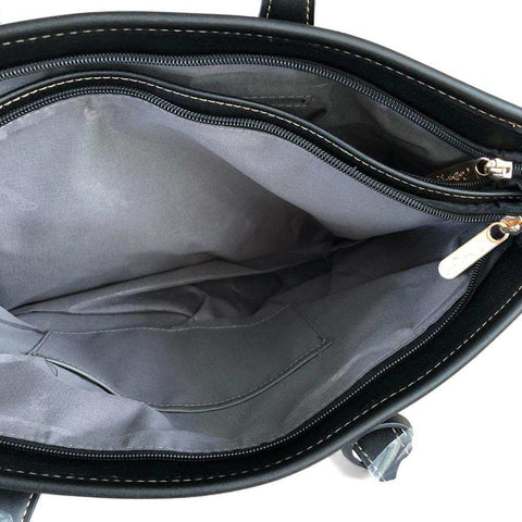 Cotton Road Handbag: BLACK FLORAL PU LEATHER & Matching Wallet