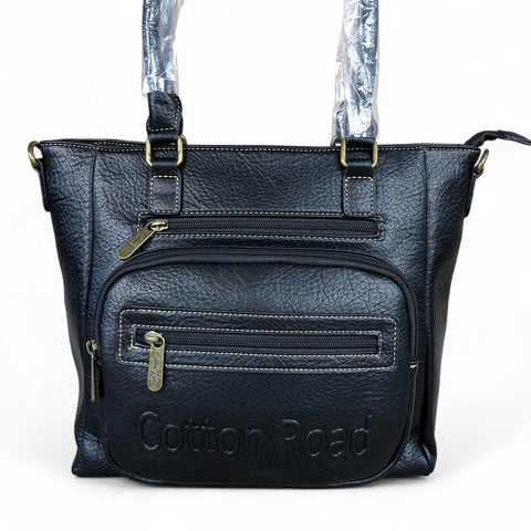 Cotton Road Handbag: BLACK PU Leather BRANDED Handbag