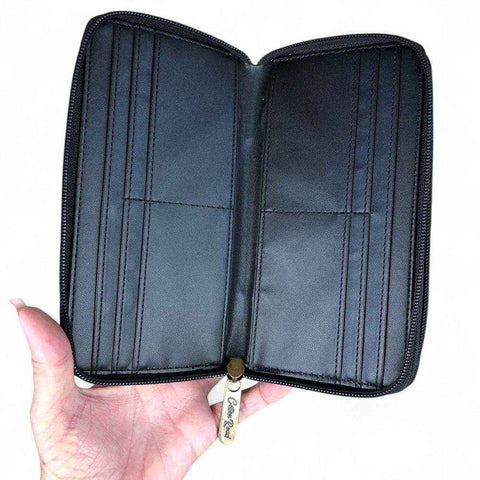 Cotton Road Handbag: BLACK PU Leather BRANDED Handbag with Matching Wallet
