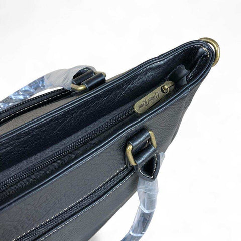 Cotton Road Handbag: BLACK PU Leather BRANDED Handbag with Matching Wallet