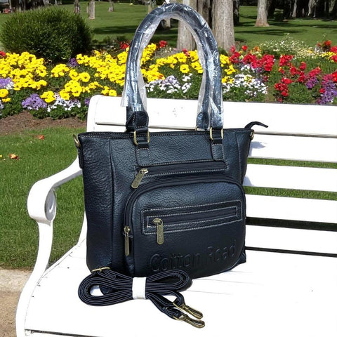 Cotton Road Handbag: BLACK PU Leather BRANDED Handbag