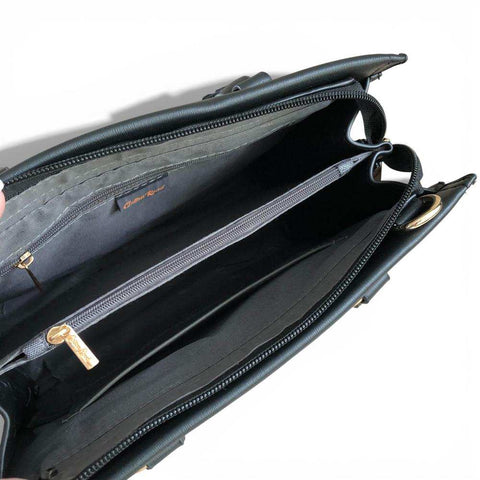 Cotton Road Handbag: BLACK PU Leather Bag with Divider for Women