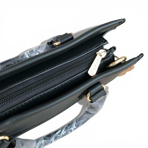 Cotton Road Handbag: BLACK PU Leather Bag with Divider for Women