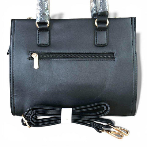 Cotton Road Handbag: BLACK PU Leather Bag with Divider for Women