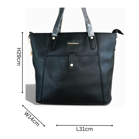 Cotton Road Handbag: BLACK PU Leather Handbag