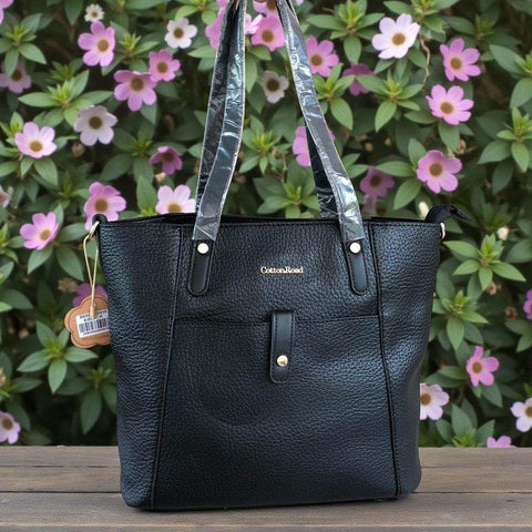Cotton Road Handbag: BLACK PU Leather Handbag