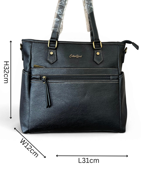Cotton Road Handbag: BLACK PU Leather - Stylish & Versatile