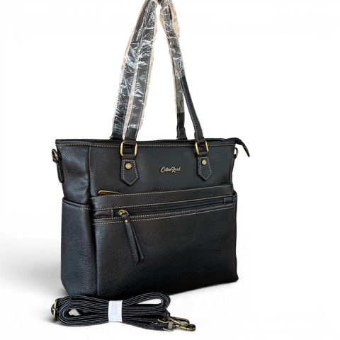 Cotton Road Handbag: BLACK PU Leather - Stylish & Versatile
