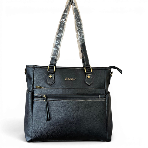 Cotton Road Handbag: BLACK PU Leather - Stylish & Versatile