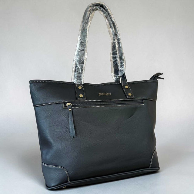 Cotton Road Handbag: BLACK PU Leather for everyday style