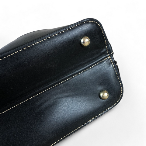 Cotton Road Handbag: BLACK Patterned PU Leather Handbag