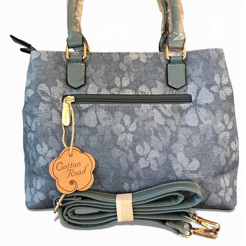 Cotton Road Handbag: BLUE FLORAL PU Leather for women