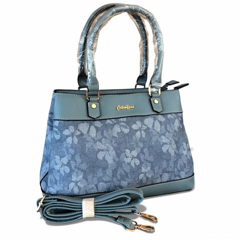 Cotton Road Handbag: BLUE FLORAL PU Leather for women
