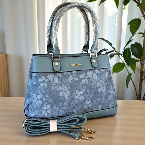 Cotton Road Handbag: BLUE FLORAL PU Leather for women