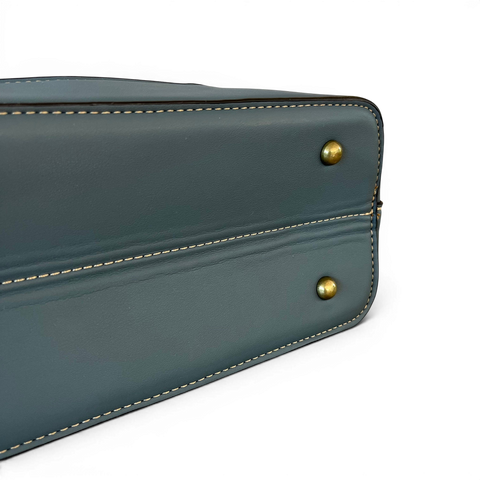 Cotton Road Handbag: BLUE PU Leather Bag with Zip Divider with Matching Wallet