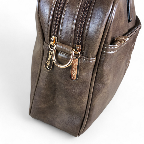 Cotton Road Handbag: BROWN EMBOSSED PU Leather Handbag