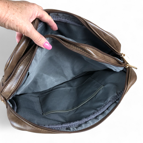 Cotton Road Handbag: BROWN EMBOSSED PU Leather Handbag