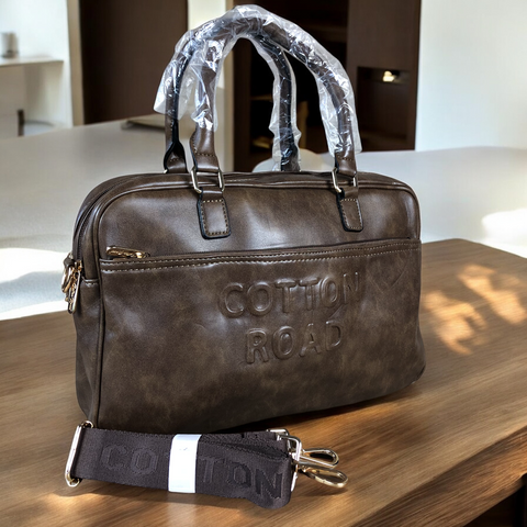 Cotton Road Handbag: BROWN EMBOSSED PU Leather Handbag