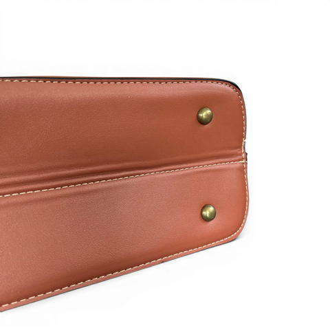 Cotton Road Handbag: BROWN PU Leather Bag with Zip Divider and Matching Wallet
