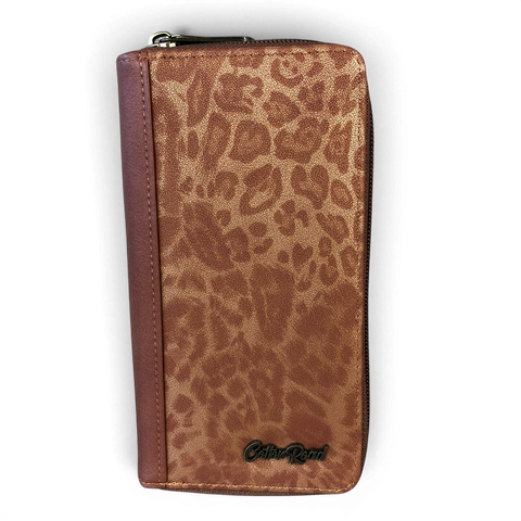 Cotton Road Handbag: BROWN PU Leather Bag with Zip Divider and Matching Wallet