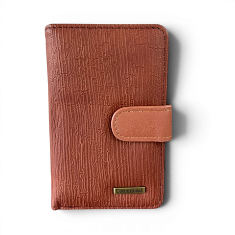 Cotton Road Handbag: BROWN PU Leather Bag with Zip Divider and Matching Wallet