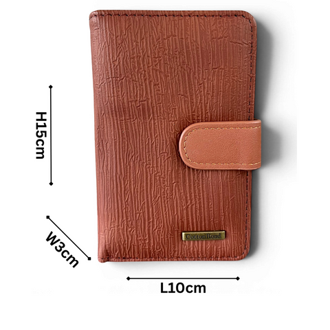 Cotton Road Handbag: BROWN PU Leather Bag with Zip Divider and Matching Wallet