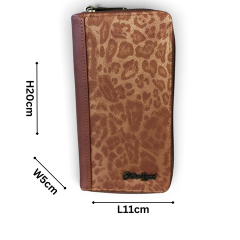 Cotton Road Handbag: BROWN PU Leather Bag with Zip Divider and Matching Wallet