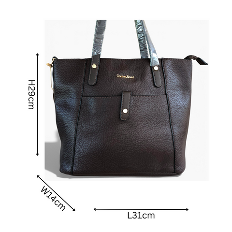Cotton Road Handbag: BROWN PU Leather Handbag