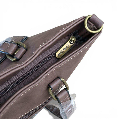 Cotton Road Handbag: BROWN PU Leather Handbag with HEART Design