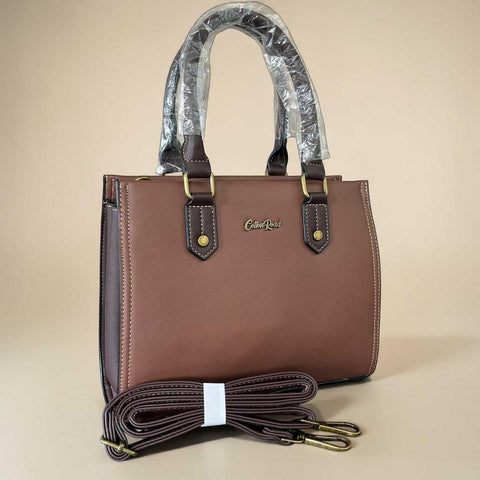 Cotton Road Handbag: BROWN PU Leather Handbag