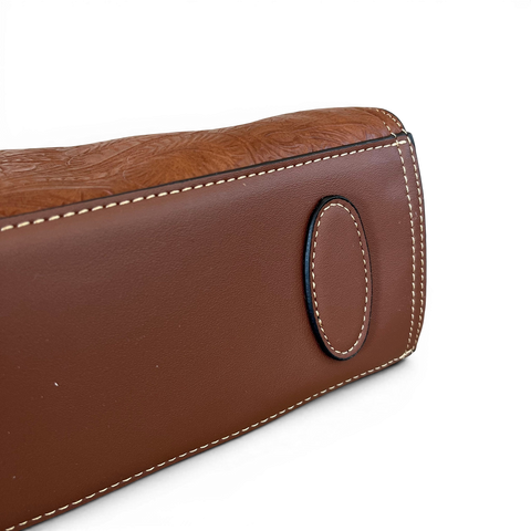 Cotton Road Handbag: BROWN PU Leather with EMBOSSED Panel