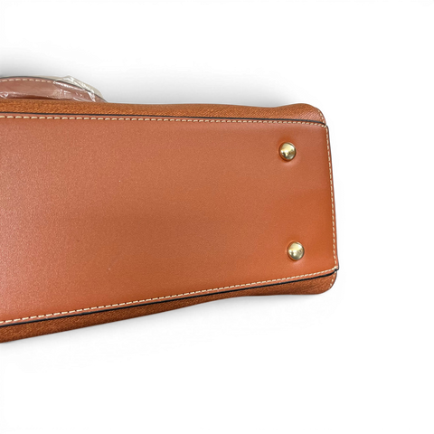 Cotton Road Handbag: BROWN PU Leather Bag with Zip Divider and Matching Wallet