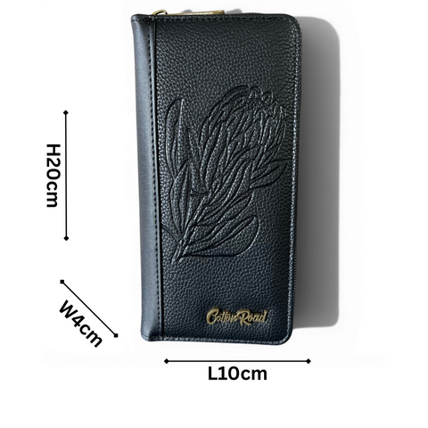 Cotton Road Handbag: Black PU Leather Bag with Matching Wallet for Elegance