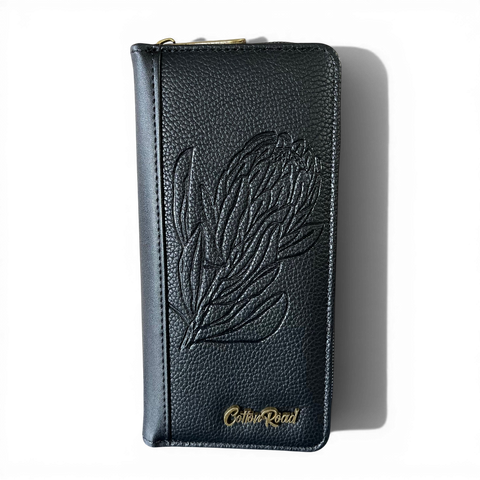 Cotton Road Handbag: Black PU Leather Bag with Matching Wallet for Elegance
