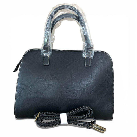Cotton Road Handbag: Black PU Leather Bag with Matching Wallet for Elegance