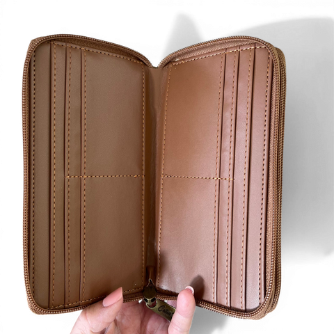 Cotton Road Handbag: CAMEL / BROWN PU Leather with Matching Wallet