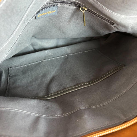 Cotton Road Handbag: CAMEL PU Leather Handbag with ZIP Pockets