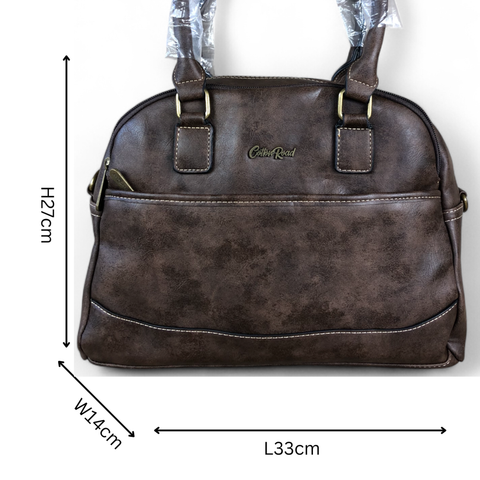 Cotton Road Handbag: COFFEE BROWN PU Leather Handbag