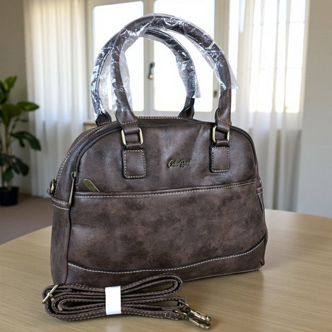 Cotton Road Handbag: COFFEE BROWN PU Leather Handbag