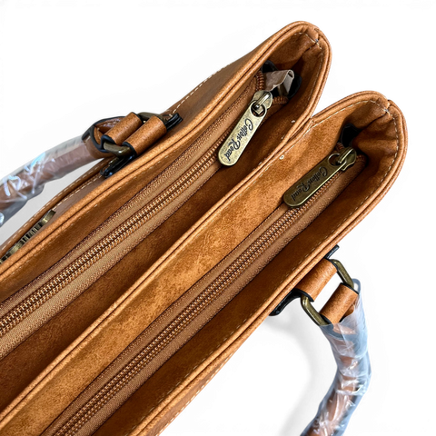 Cotton Road Handbag: Elegant Camel PU Leather, Structured & Practical