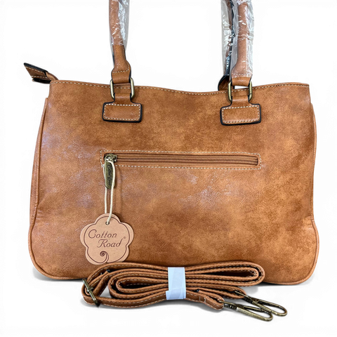 Cotton Road Handbag: Elegant Camel PU Leather, Structured & Practical