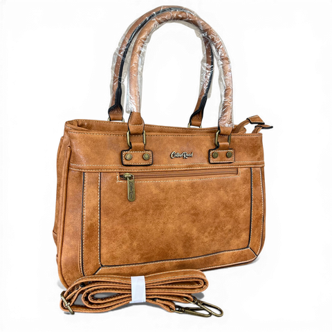 Cotton Road Handbag: Elegant Camel PU Leather, Structured & Practical